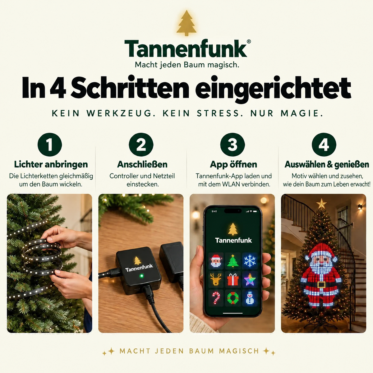 Smarte animierte Weihnachtsbaum-Lichter